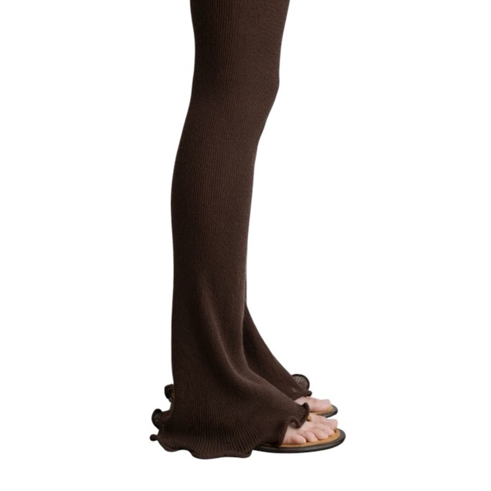 MNG Mango Outlet Brown Flared Knit Pants SZ L - Picture 2 of 5